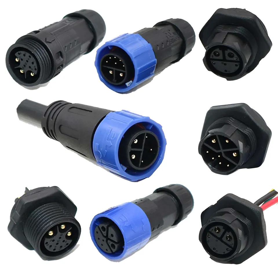 M19 2 3 4 Pin docking Waterproof Connector IP68 Circular LED Power Cable Plug Socket Connector Screw Power Connector