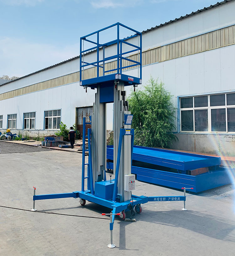 Small and Convenient Aluminum Alloy Two-mast High-altitude Lifting Platform with Outriggers